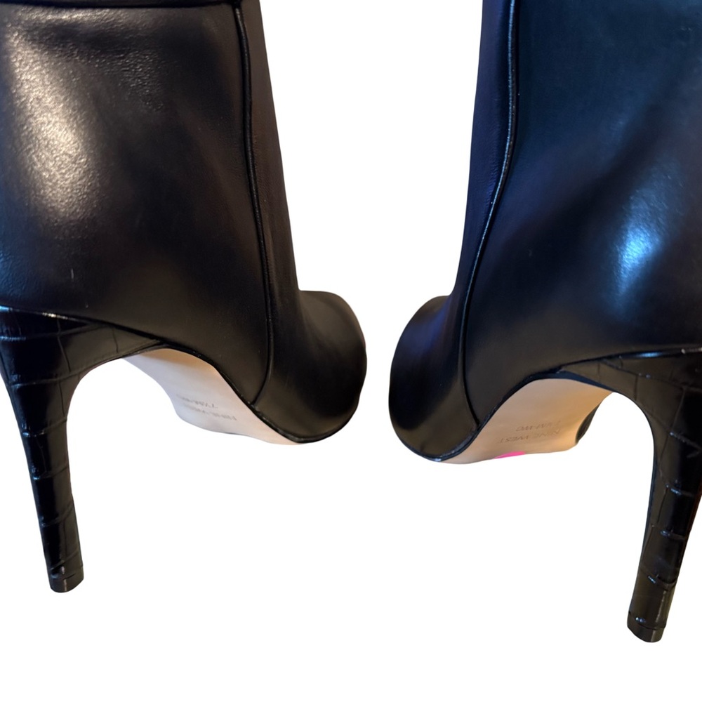 Nine West Marc Fisher NWT Sz 7.5 Stunning Black Leather Heeled Boots (SH138) - Picture 6 of 14